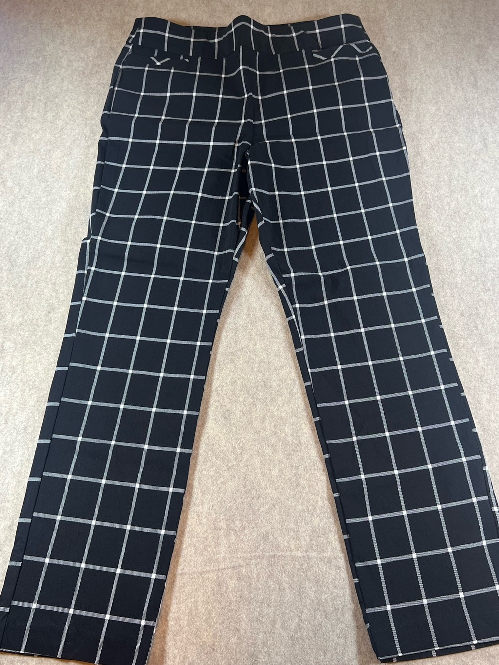 🖤🤍Kim Rogers Size 16 Black White Windowpane Straight Leg Dress Pants🤍🖤 - Picture 2 of 8